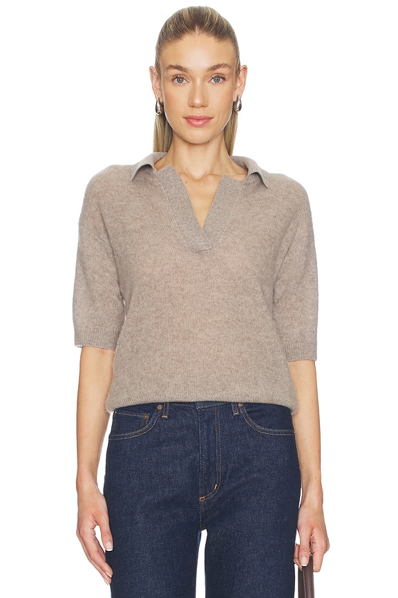 view 1 of 4 Cloud Cashmere Short Sleeve Polo in Timber