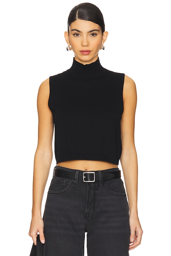 view 2 of 5 TOP COL MONTANT EN MAILLE in Black