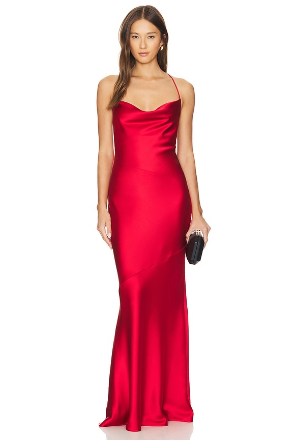 view 2 of 3 Cowl Neck Maxi Dress in Red