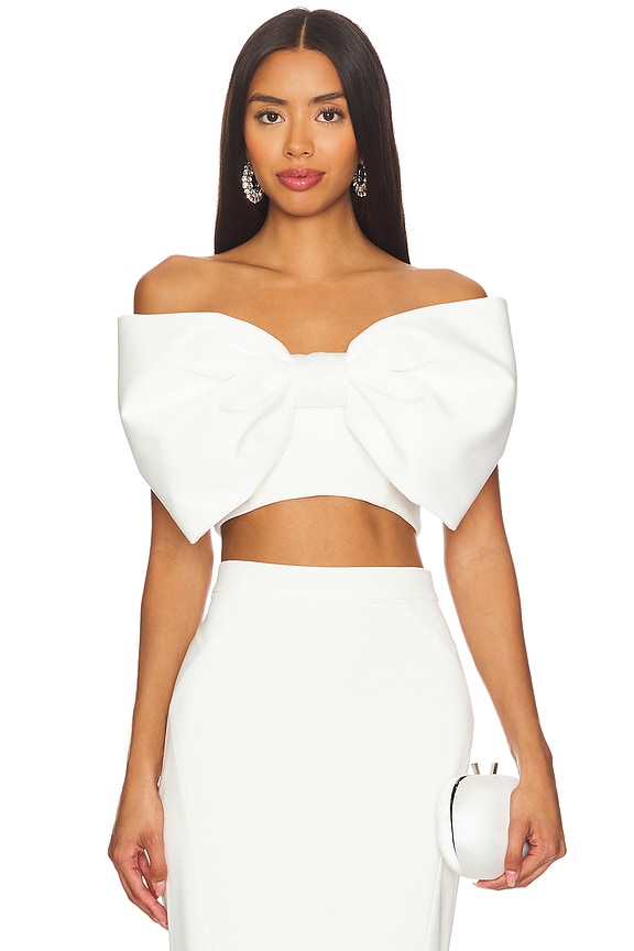view 2 of 6 Structured Bow Top in White