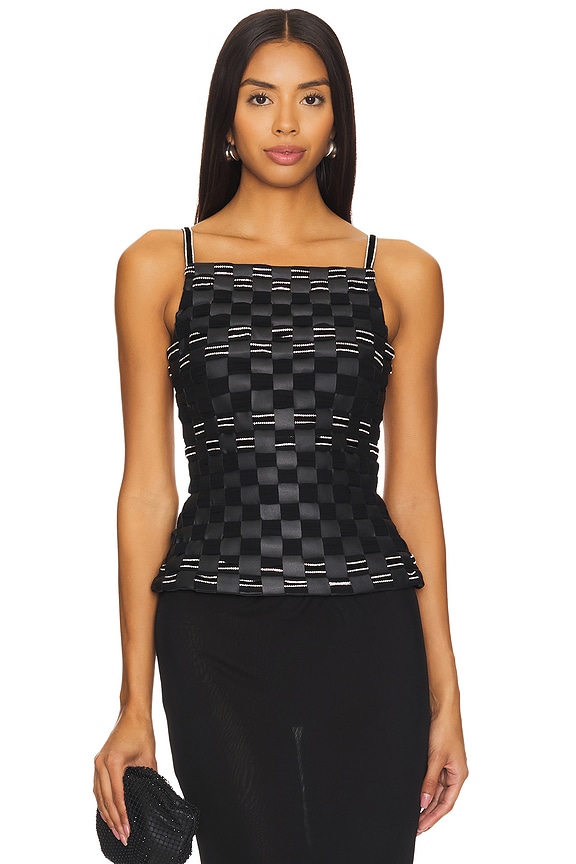 view 2 of 6 Embellished Woven Leo Top in Black