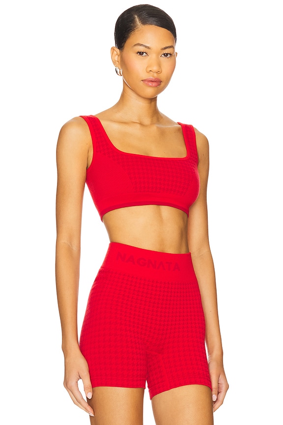 view 2 of 5 Houndstooth Wool Bralette in Crimson