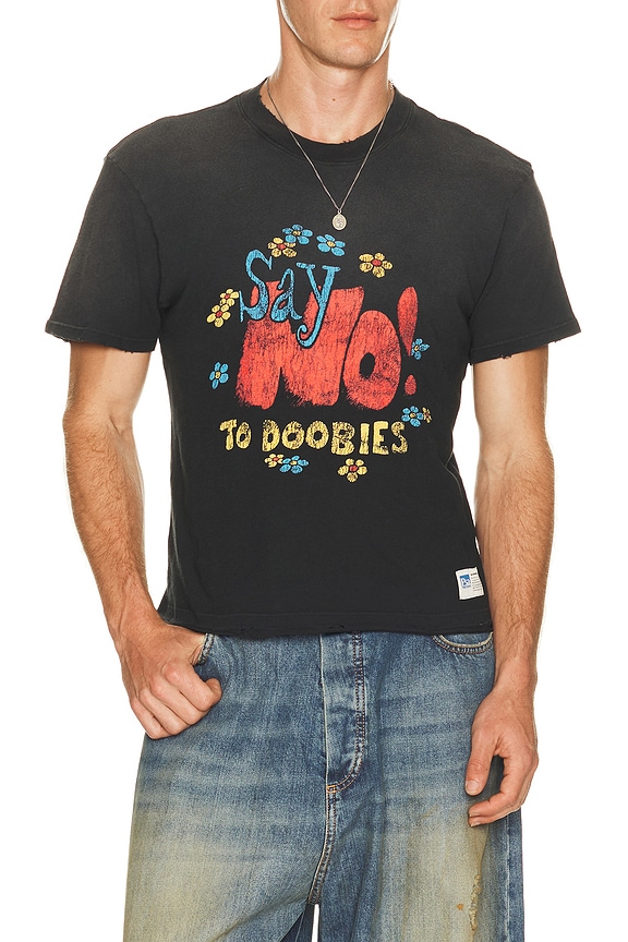 view 1 of 5 Say No Open Hem Fitted Tee in Aged Black