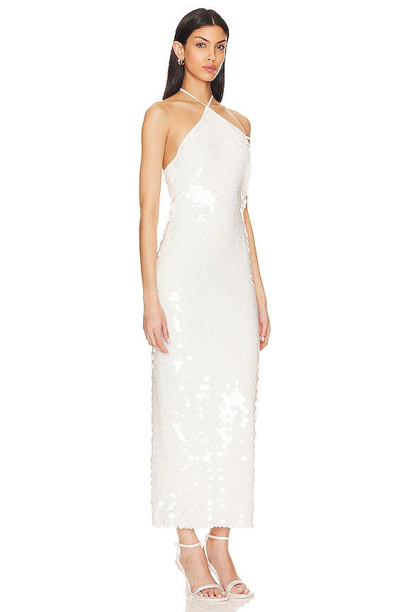 view 2 of 4 BlancaTriangle Neck Dress in White Sequin