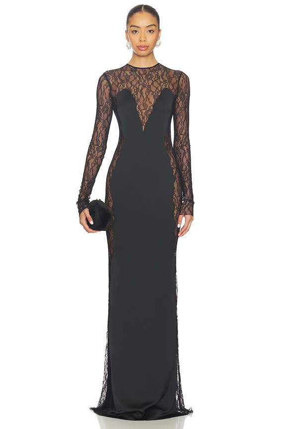 view 2 of 4 Jean Lace Detailed Satin Maxi Dress in Ambre Eccentrico