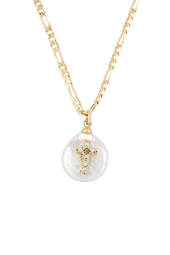 view 2 of 2 Pearl of Love Cross Necklace in Gold