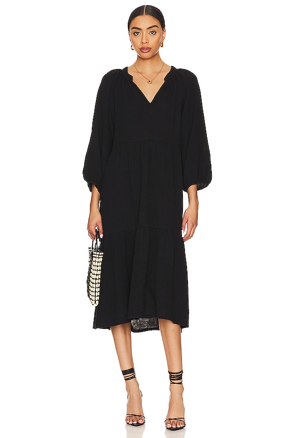 Nation Roman Tiered T-Shirt Dress - Jet Black