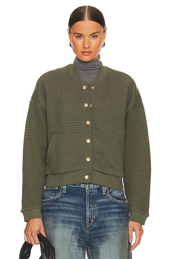 view 2 of 5 Logan Oversized Bomber in Stoned Moss