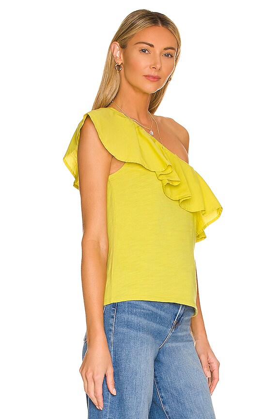 view 2 of 4 Noella Ruffle One Shoulder in Chartreuse
