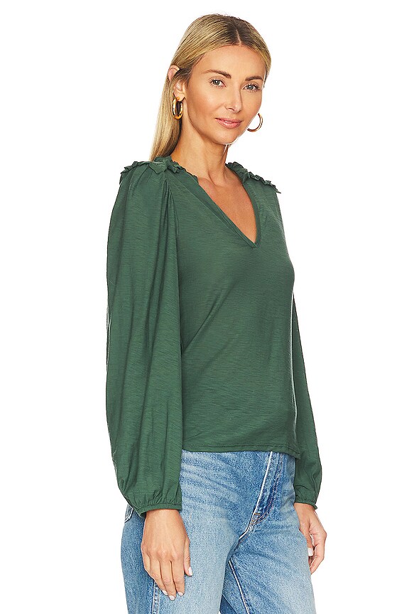 view 2 of 4 Dolly Smocked Shoulder Top in Evergreen