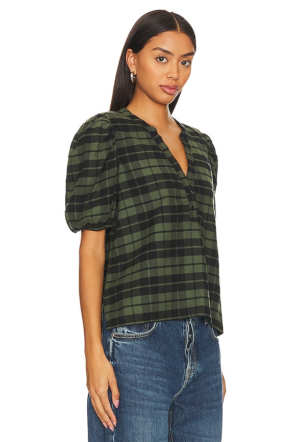 view 2 of 4 Juno Puff Sleeve Blouse in Saguaro Plaid