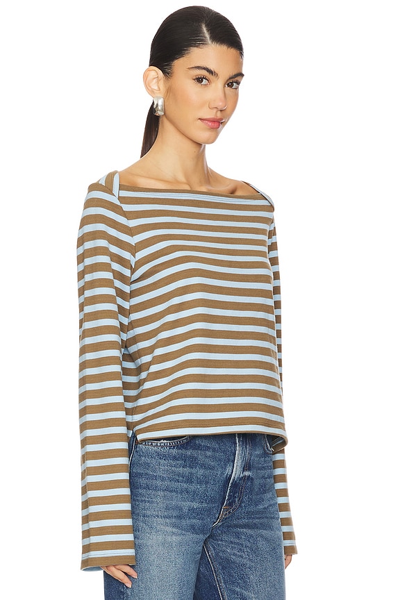 view 2 of 4 BRYCE STRIPE BOAT NECK トップ in Capers Prato Stripe