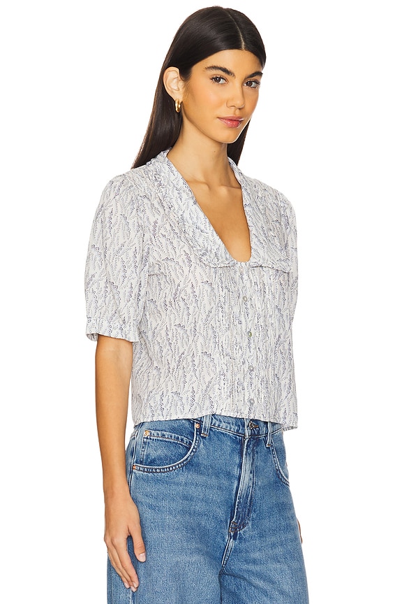 view 2 of 4 Pia Pintuck Blouse in Porcelain Floral Vines