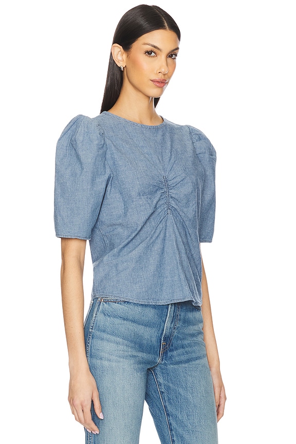 view 2 of 4 Cecily Baby Doll Top in Blue Chambray Faded Blue