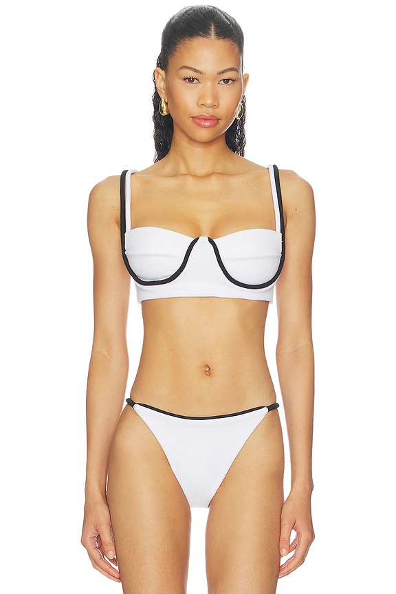 view 1 of 4 Corda Pin-up Bikini Top in White & Black