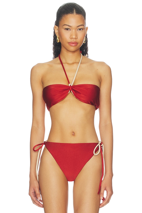 view 1 of 4 TOP BIKINI HALTER RIO CLASSIC in Terra & White