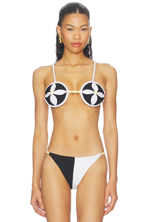 view 1 of 4 TOP BIKINI REDONDO FLOR in Black Multi