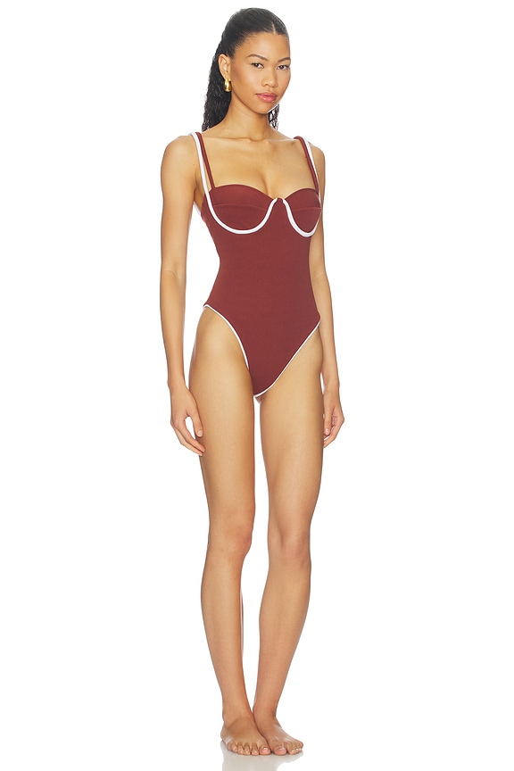 view 2 of 3 Corda Pin-up One Piece in Cafe & White
