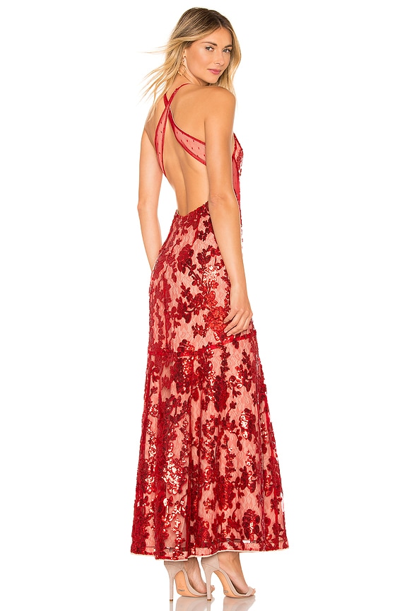 view 1 of 5 Dusk Til Dawn Gown in Deep Red