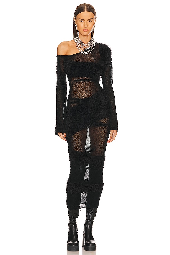 view 2 of 4 VESTIDO LARGO DE MEZCLA DE HILOS in Black