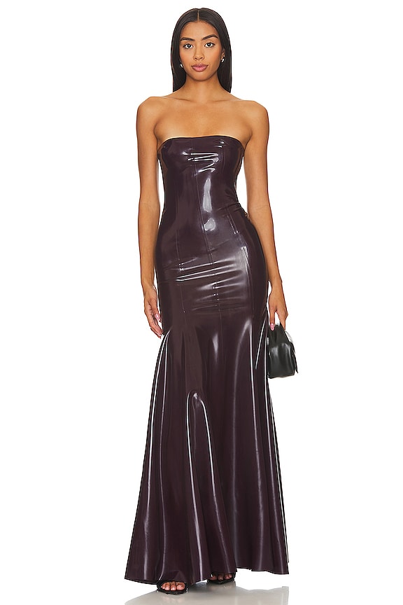 view 1 of 3 Sera Latex Gown in Oxblood