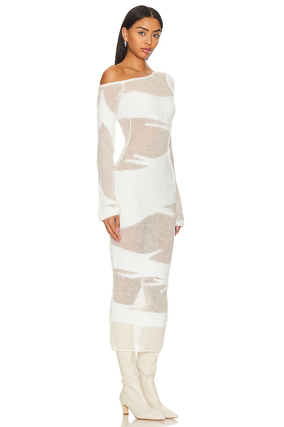 view 2 of 3 Conga Mixed Yarn Midi Dress in White