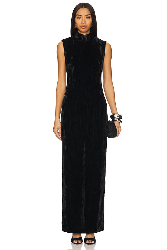view 2 of 4 ПЛАТЬЕ CRINKLED VELVET BACKLESS in Black