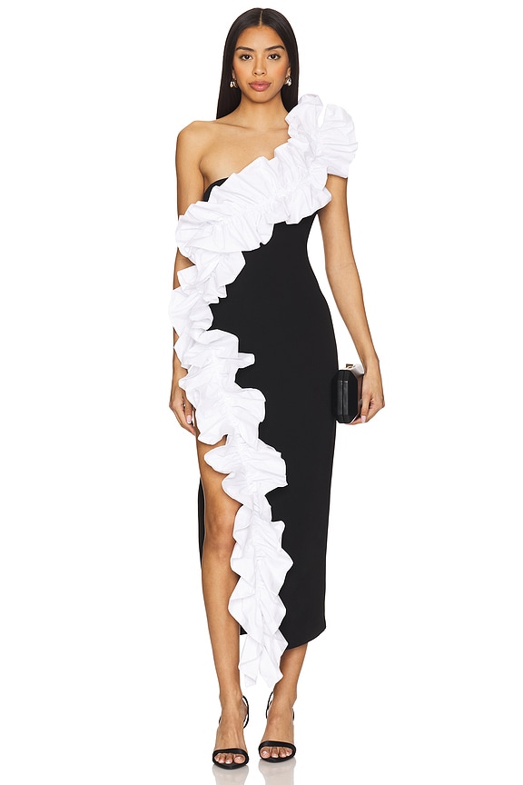view 1 of 4 The Sapphira Midi Dress in Black & White