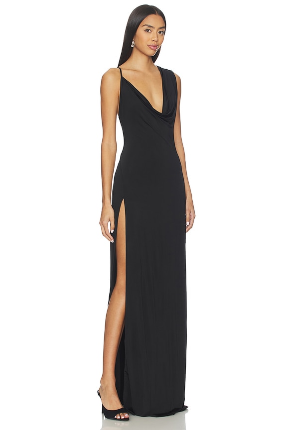 view 2 of 3 Tessa Draped Shoulder Maxi Dress in Black