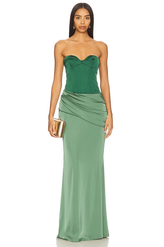 view 1 of 3 Amit Gown in Tonal Green