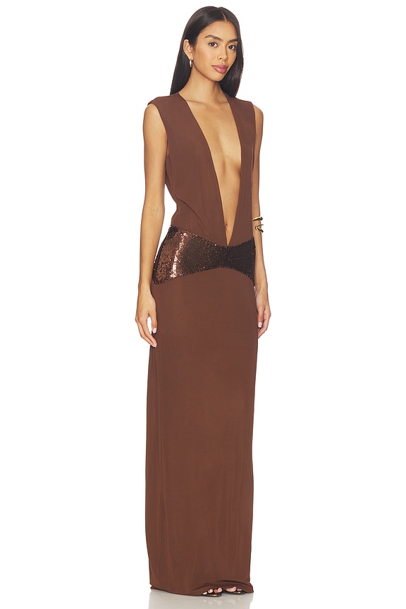 view 2 of 4 ROBE DE SOIRÉE ALLONA GOWN in Chocolate Brown