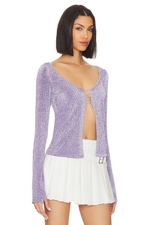 view 2 of 5 Cameron Reflective Long Sleeve Knit Top in Purple