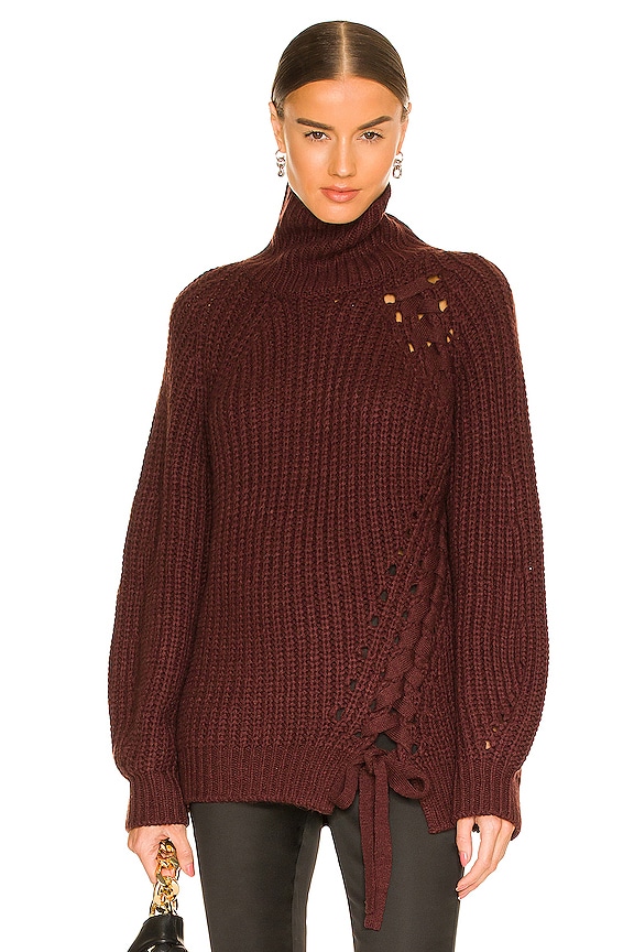 NBD Tori Laced Sweater in Chocolate | REVOLVE