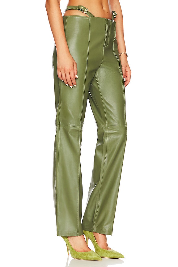 view 2 of 4 Jaden Leather Pant in Olive Green