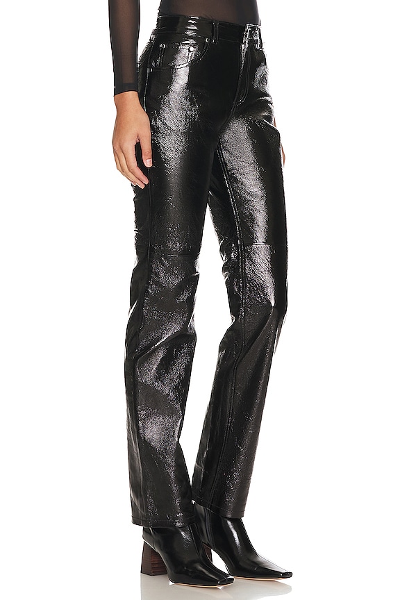 view 2 of 4 БРЮКИ MID RISE LEATHER in Black