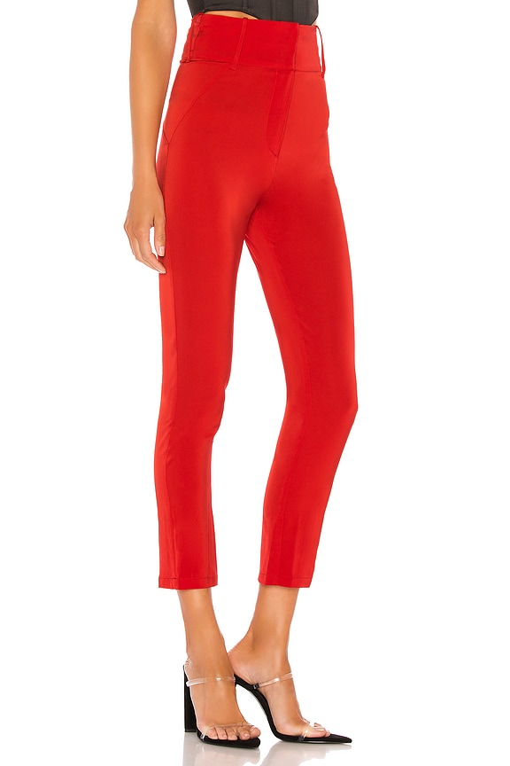 view 2 of 4 Satin Cigarette Pant in Red