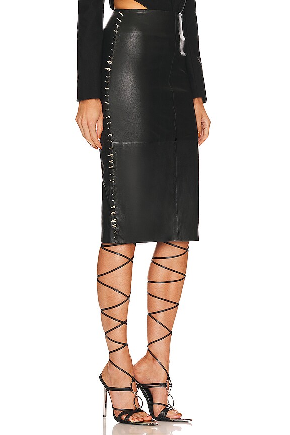 view 2 of 4 КОЖАНАЯ МИДИ-ЮБКА LEVI in Black