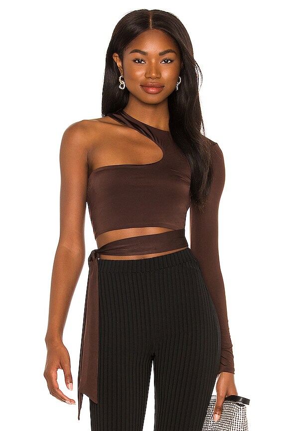 view 1 of 5 Lotte Cutout Top in Chocolate Brown