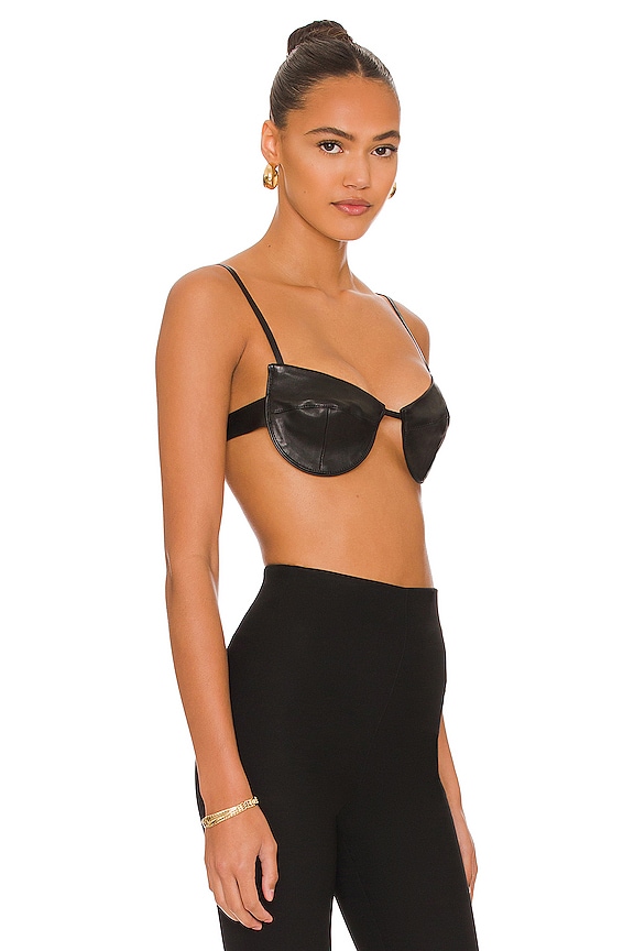 view 2 of 4 Leather Bra Top in Black