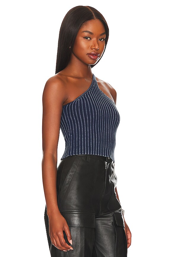 view 2 of 5 TOP UNE ÉPAULE DÉNUDÉE SHAYA in Blue Stonewash