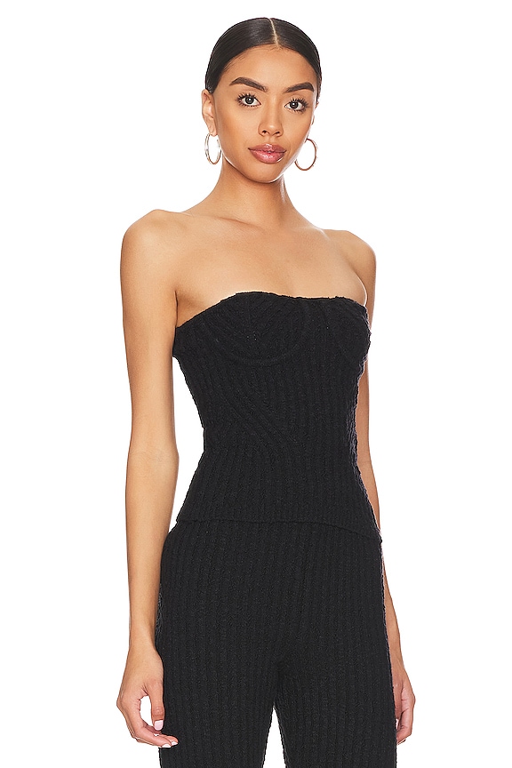 view 2 of 4 Tara Boucle Knit Bustier Tube Top in Black