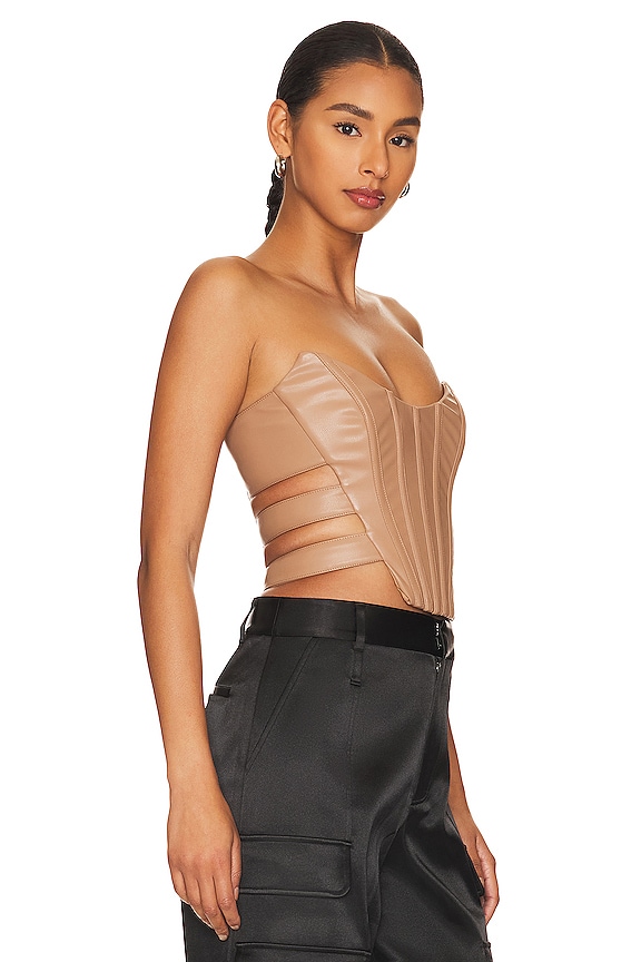 view 2 of 4 Corlie Faux Leather Top in Camel