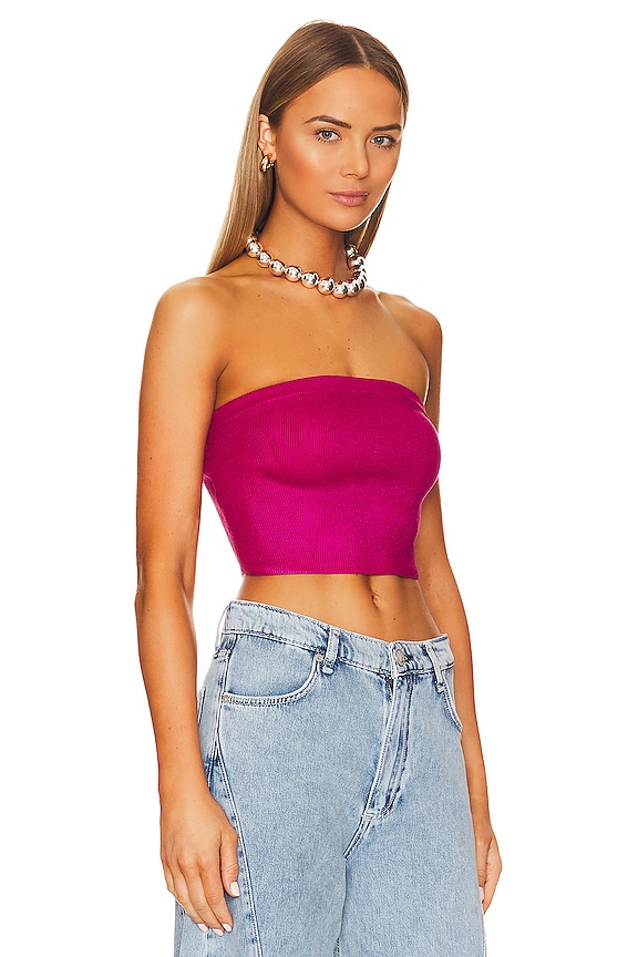 view 2 of 4 Metallic Coated Tube Top in Pink
