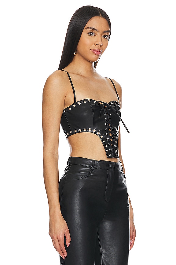 view 2 of 4 Trista Faux Leather Top in Black