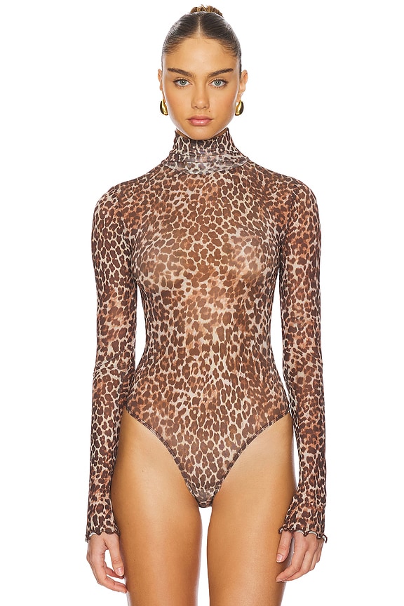 view 2 of 5 Mira Sheer Bodysuit in Leopard