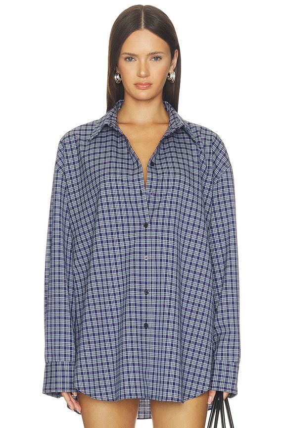 view 2 of 6 CHEMISE THE PAX CHECK in Navy & White