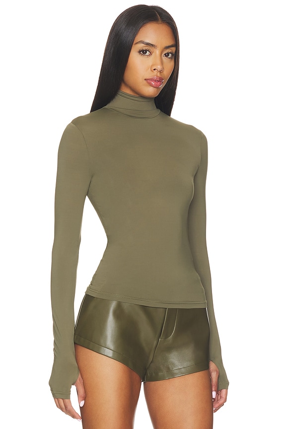 view 2 of 4 Tulsa Slinky Turtleneck Top in Khaki