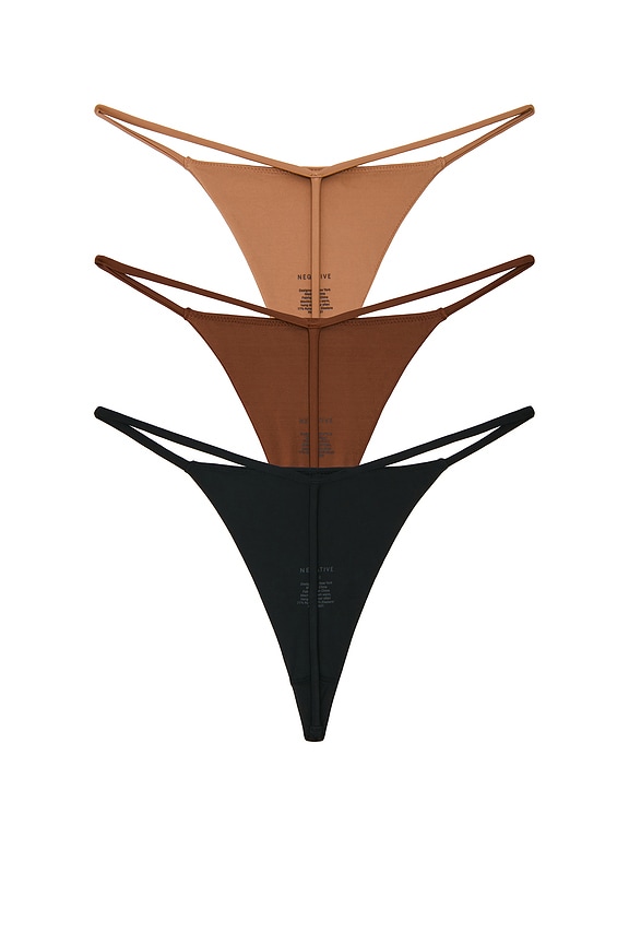 view 2 of 2 Glace String Thong 3 Pack in Praline