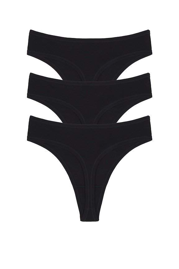 view 2 of 8 Cloud Cotton Thong 3-pack in Black