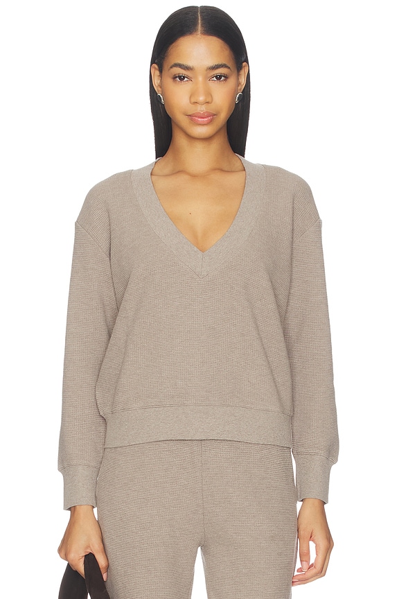 view 1 of 4 Waffle Knit Deep V in Mink